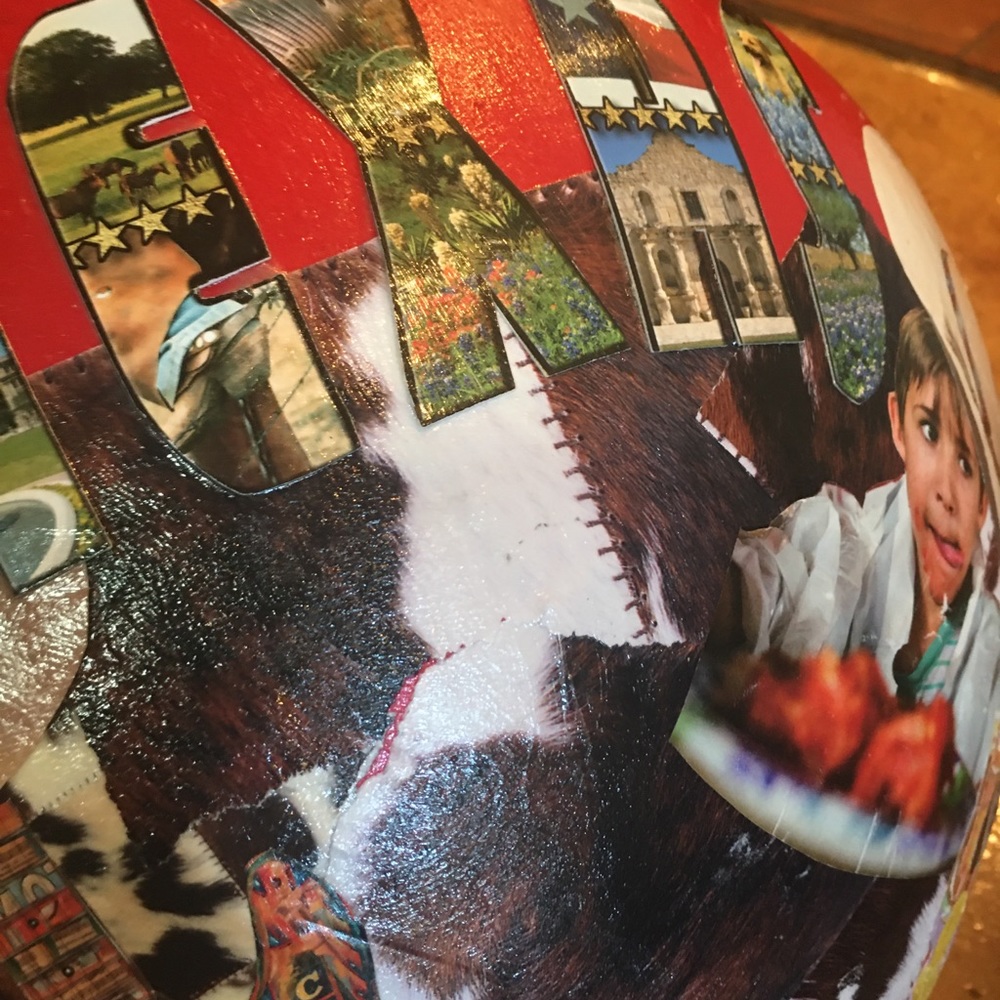 Texas Hand Crafted Vintage Wood Bowl Dallas Cowboys Cheerleaders Boots Bling BBQ - Picture 5 of 14